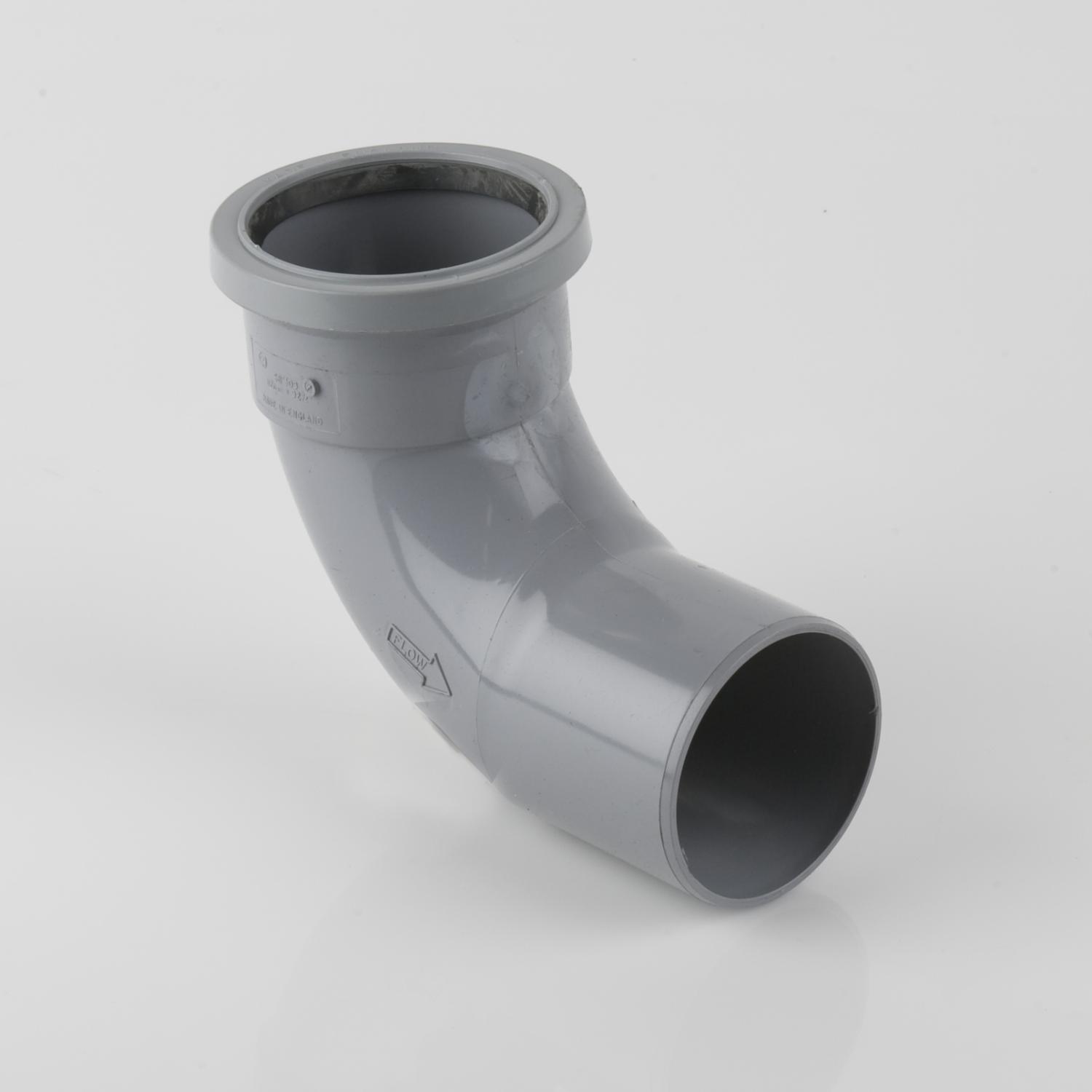 92.5° Single Socket Bend 82.4mm Soil Grey