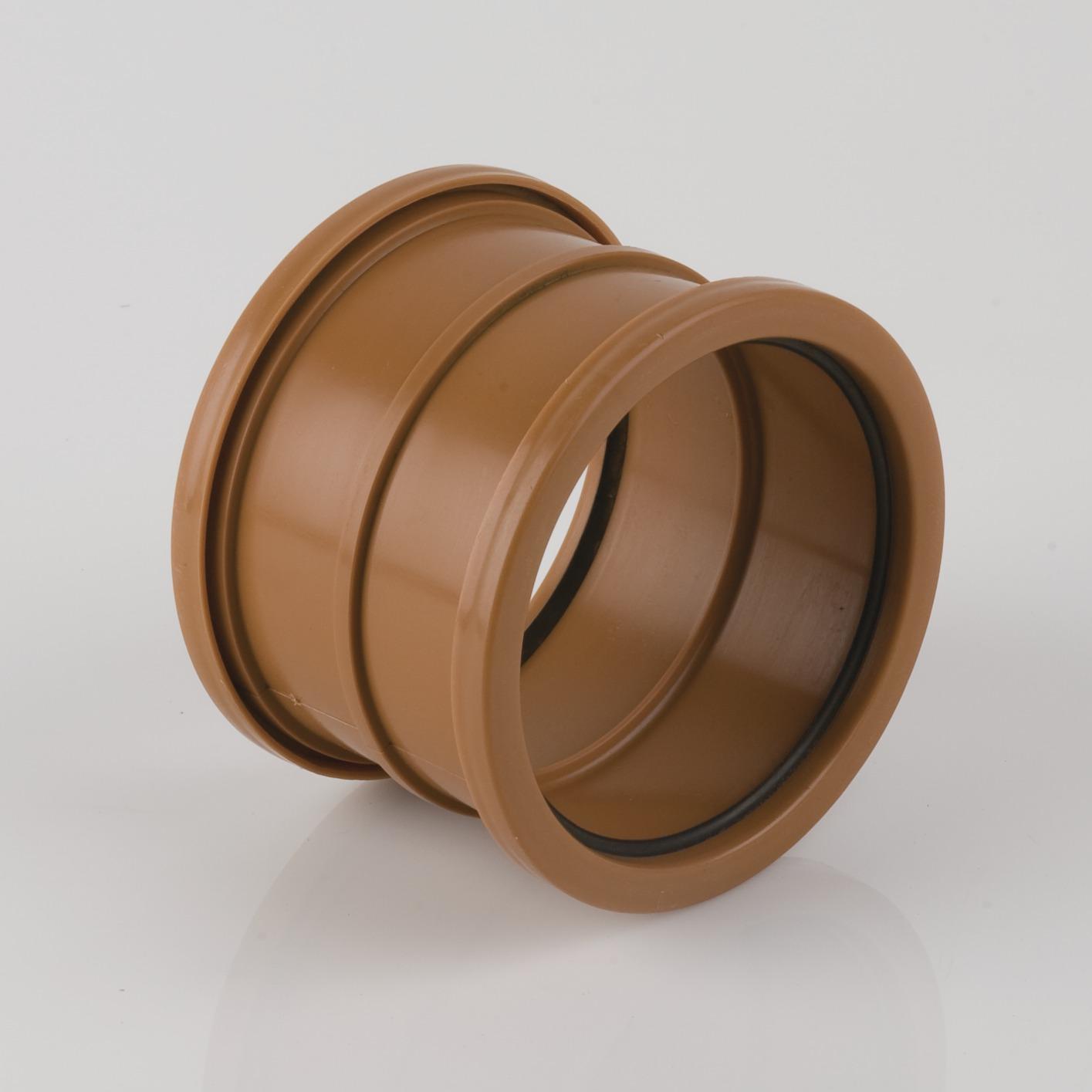 Double Socket Pipe Connector 200mm Terracotta