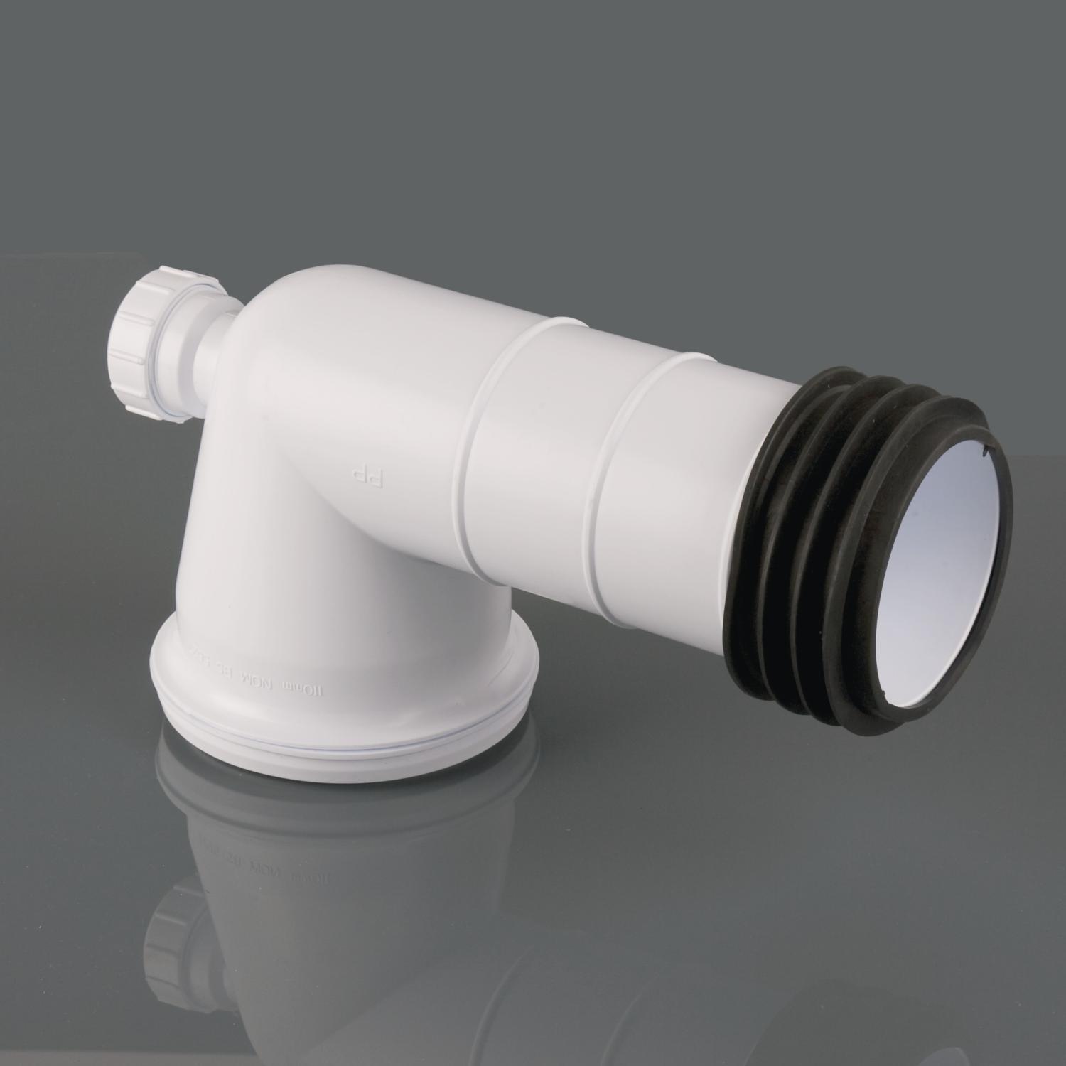 Bent 90° Pan Connector With Boss Inlet White