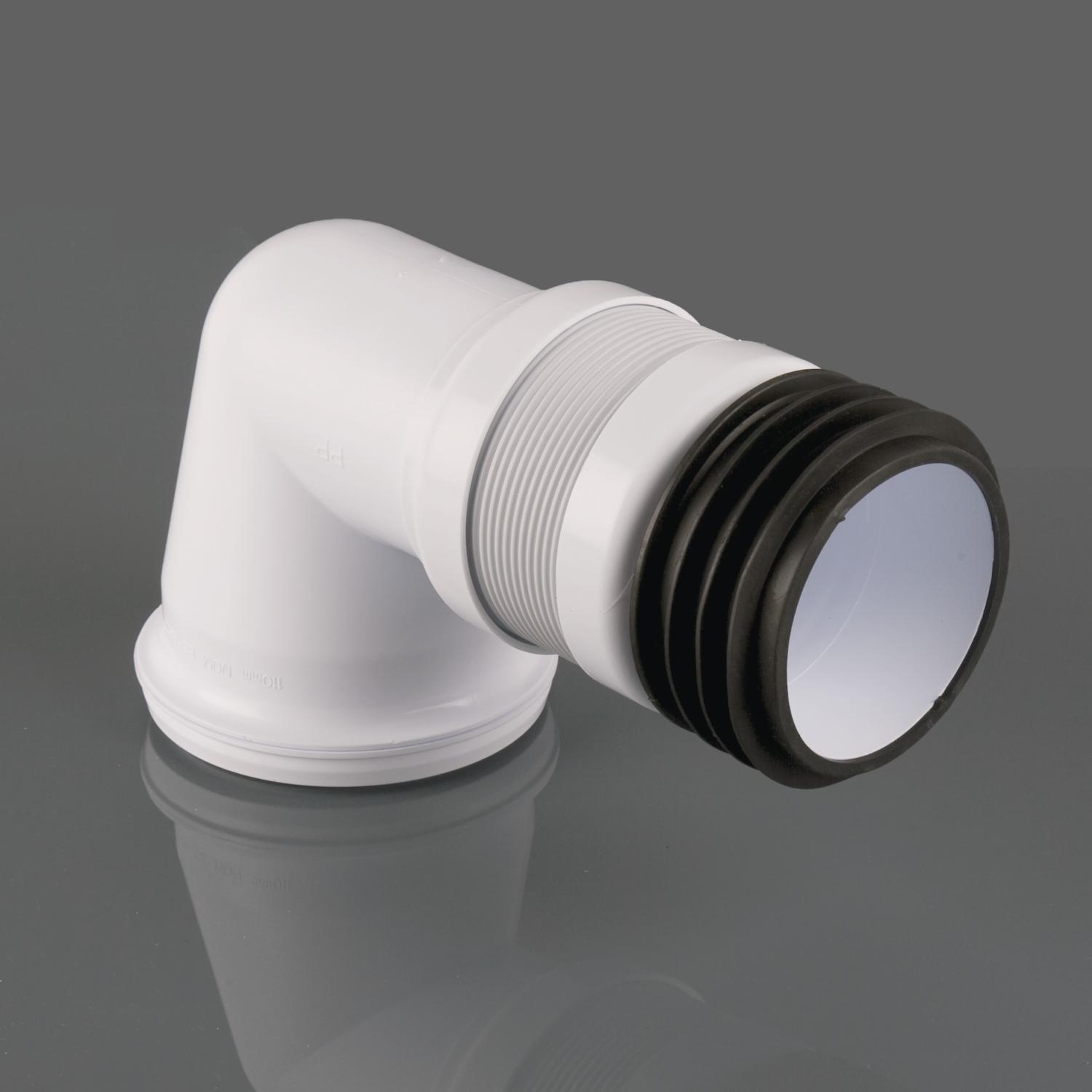 Bent 90° Flexible Pan Connector 330mm - 500mm White