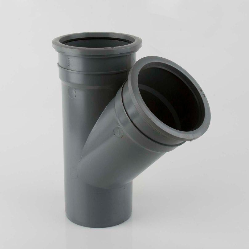 160mm 135° Double Socket Branch w/o Bosses Grey
