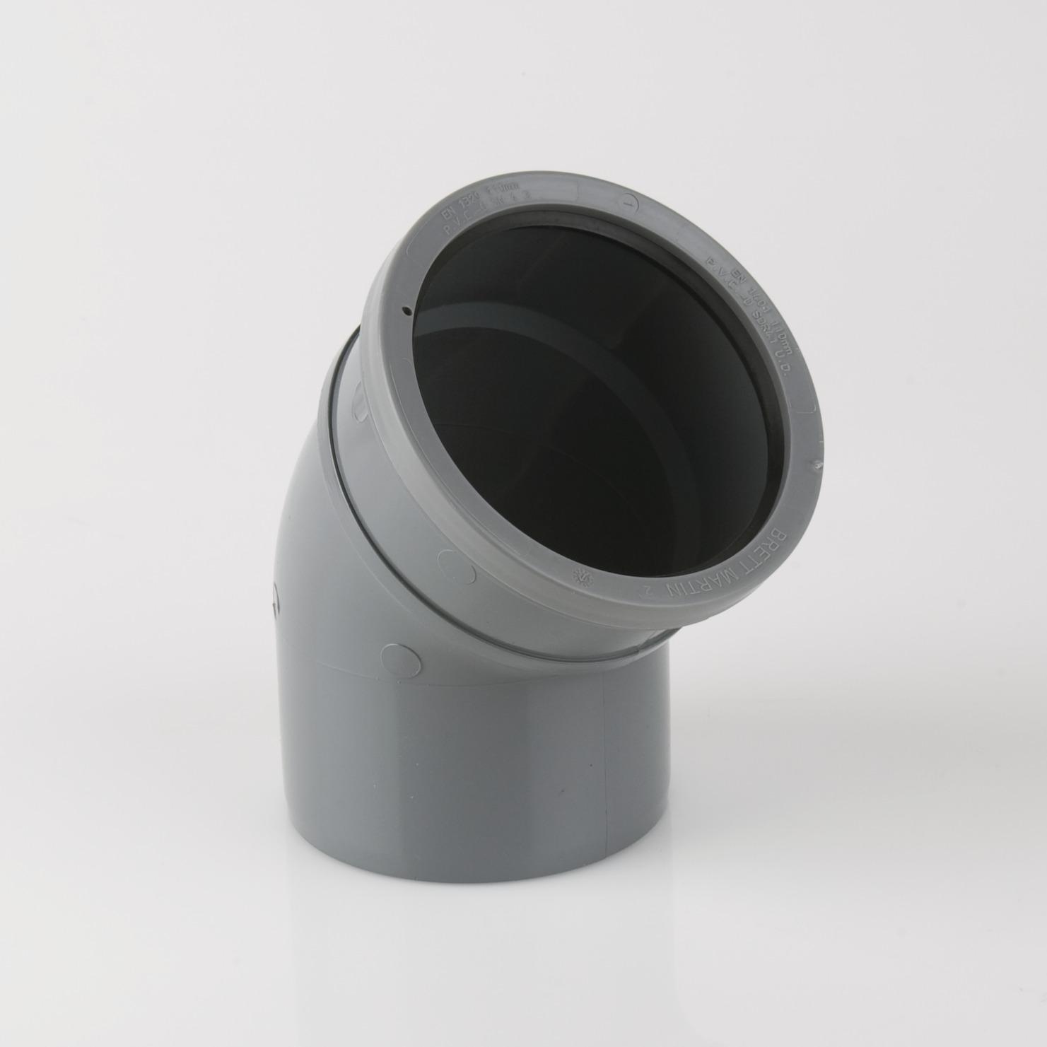 112.5° Single Socket Top Offset Bend 160mm Grey