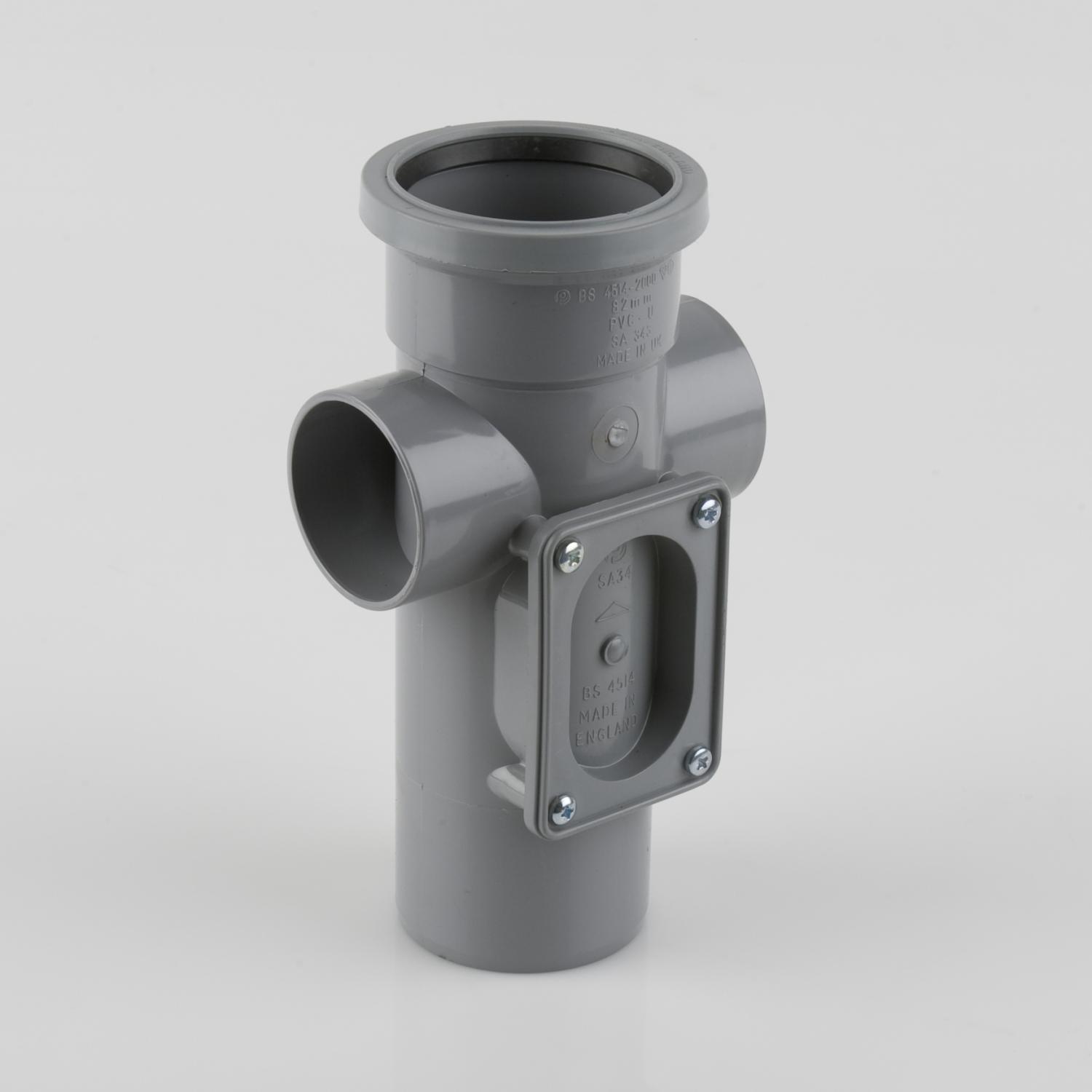 Single Socket Access Pipe 82.4mm Soil Grey