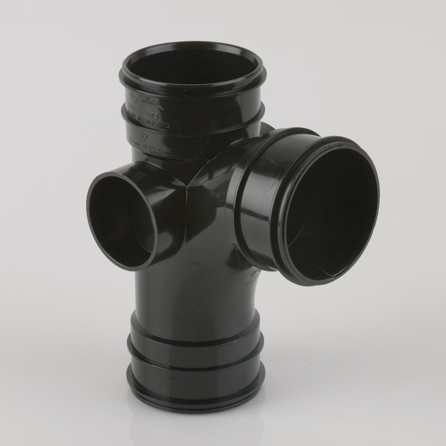 92.5° Triple Socket Branch Plain 82.4mm Black