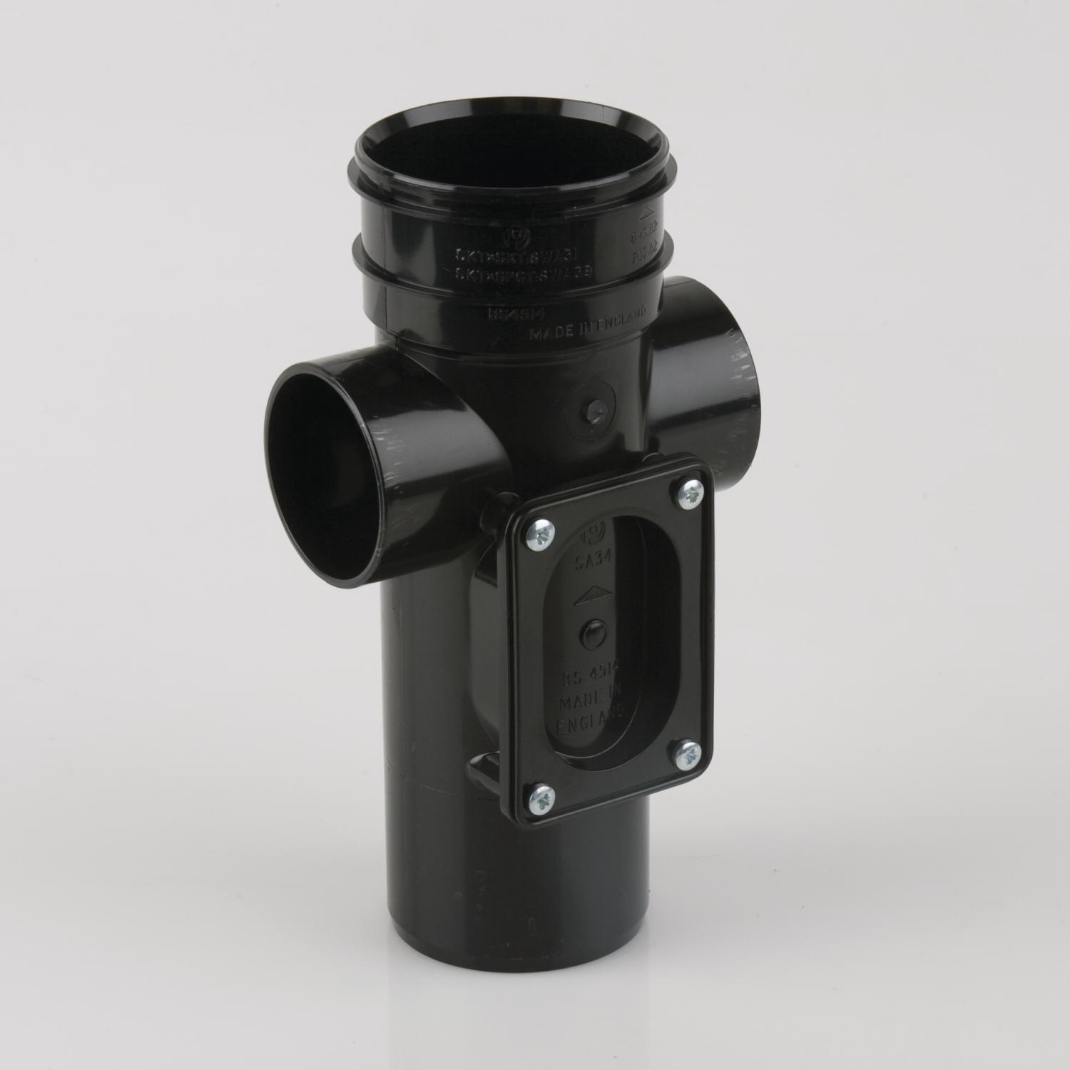 Double Solvent Socket Access Pipe 82.4mm Black