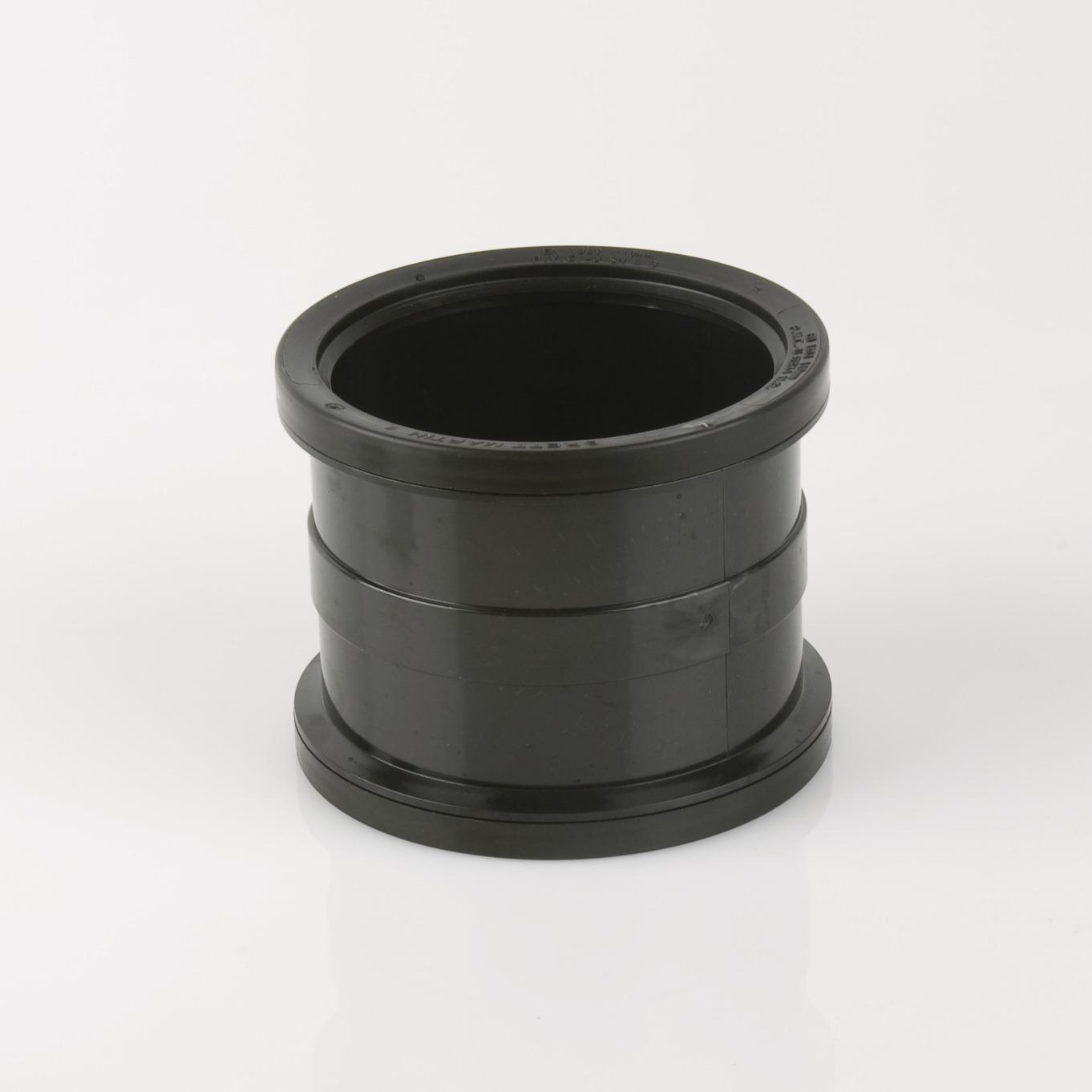 Double Socket Pipe Connector 110mm Soil Black