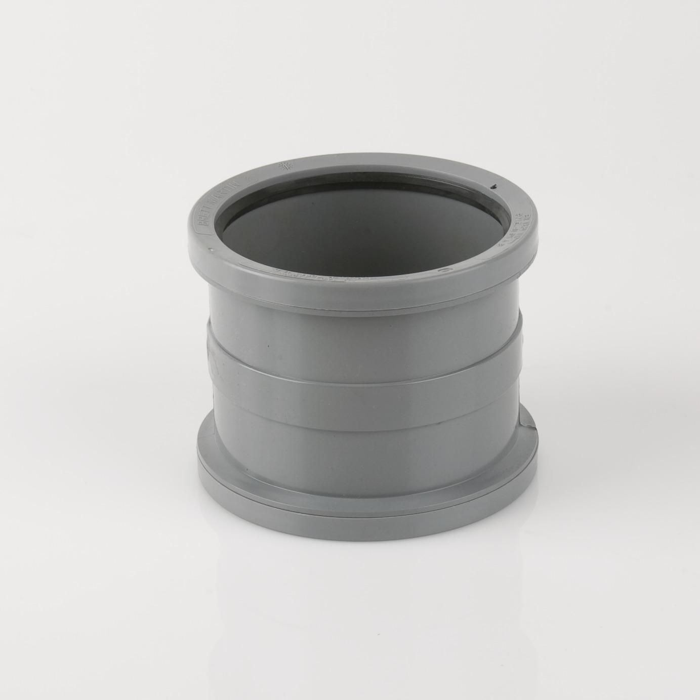 Double Socket Pipe Connector 110mm Soil Grey