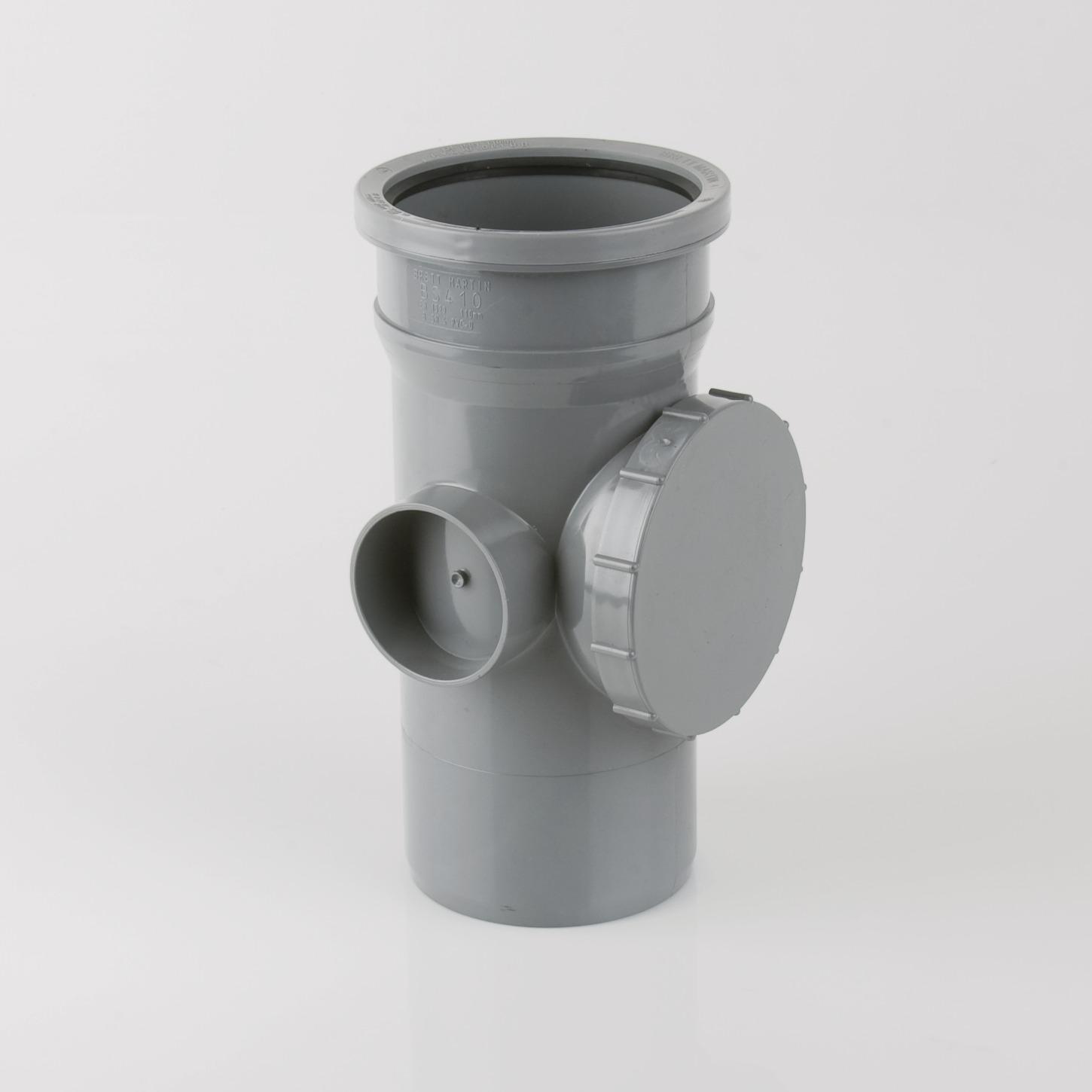 Single Socket Access Pipe 110mm Soil Grey