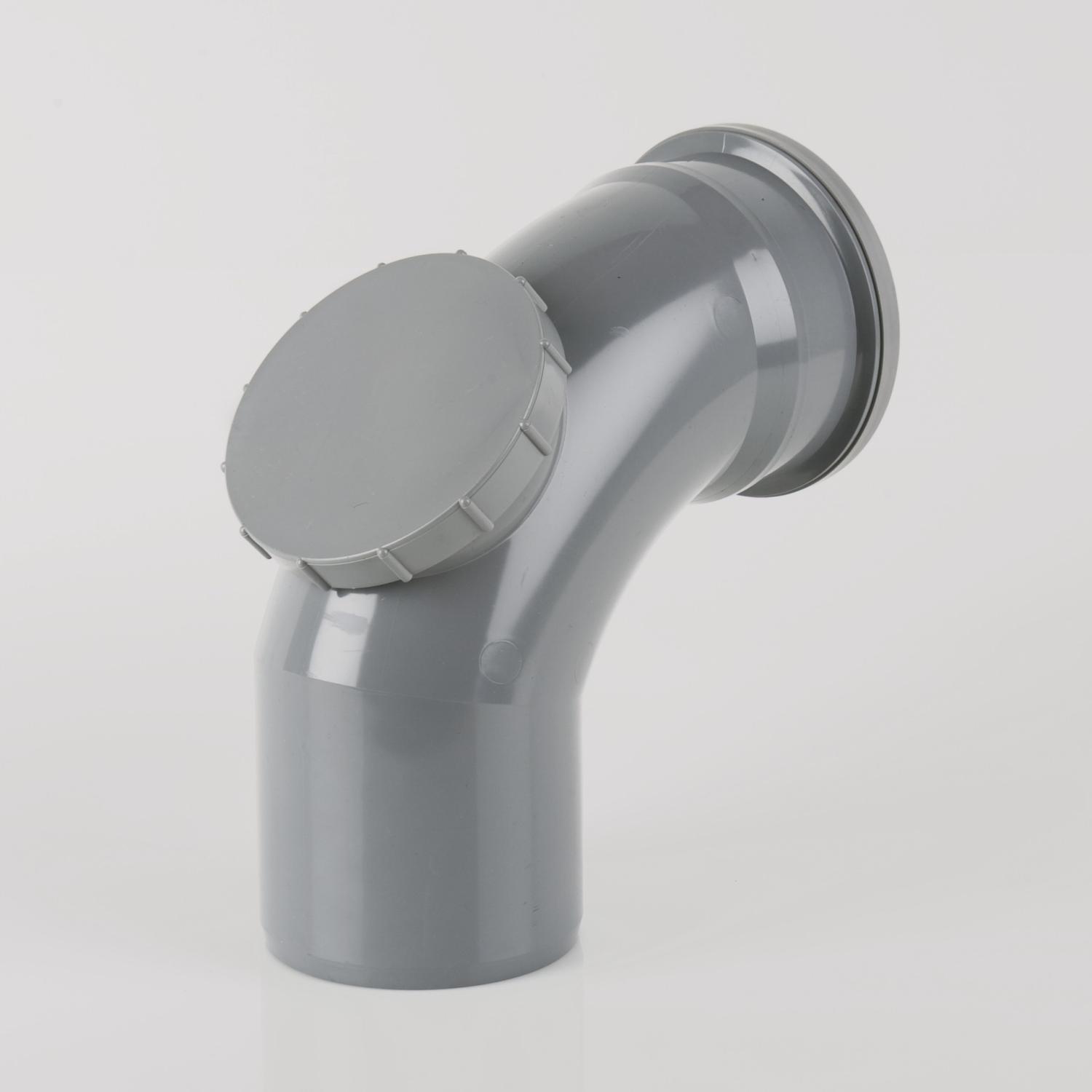 92.5° Single Socket Access Bend 110mm Soil Grey
