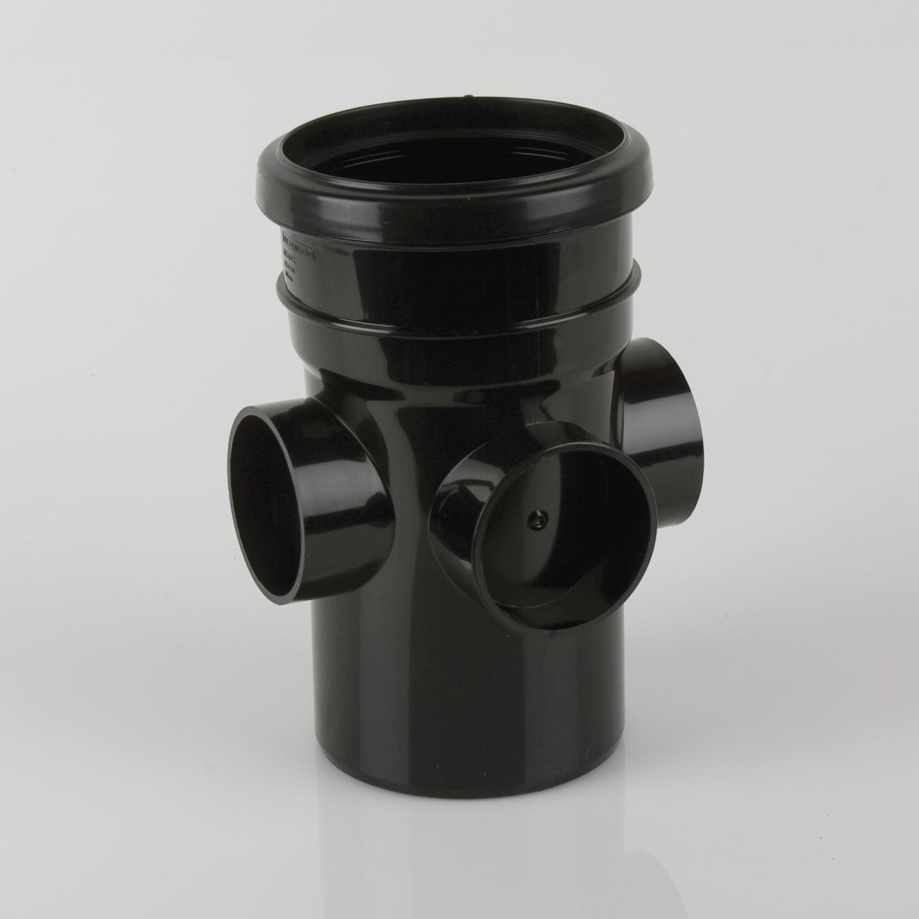 Single Socket Triple Boss Pipe 110mm Soil Black