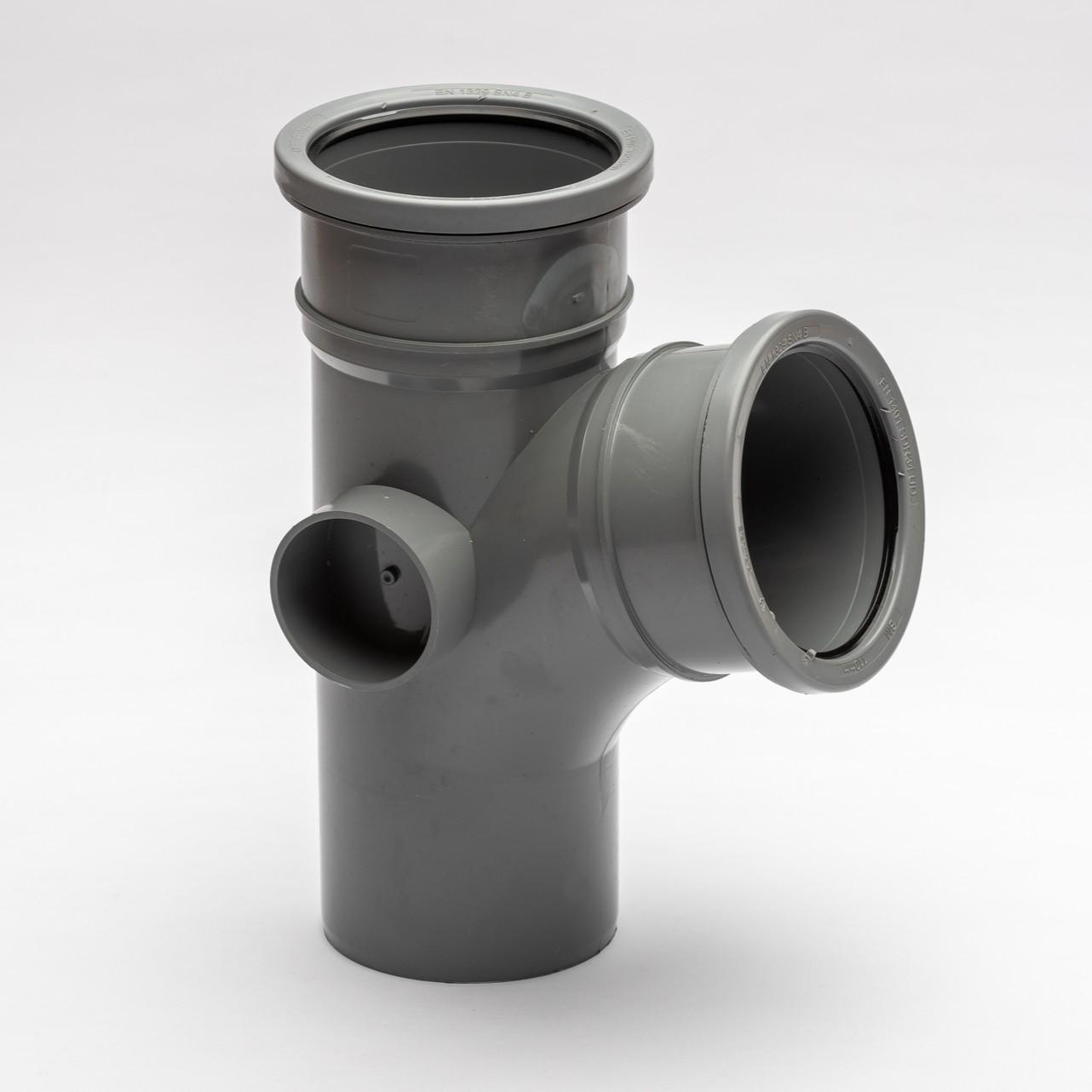 104° Double Socket Branch With 2 Bosses 110mm Soil Grey