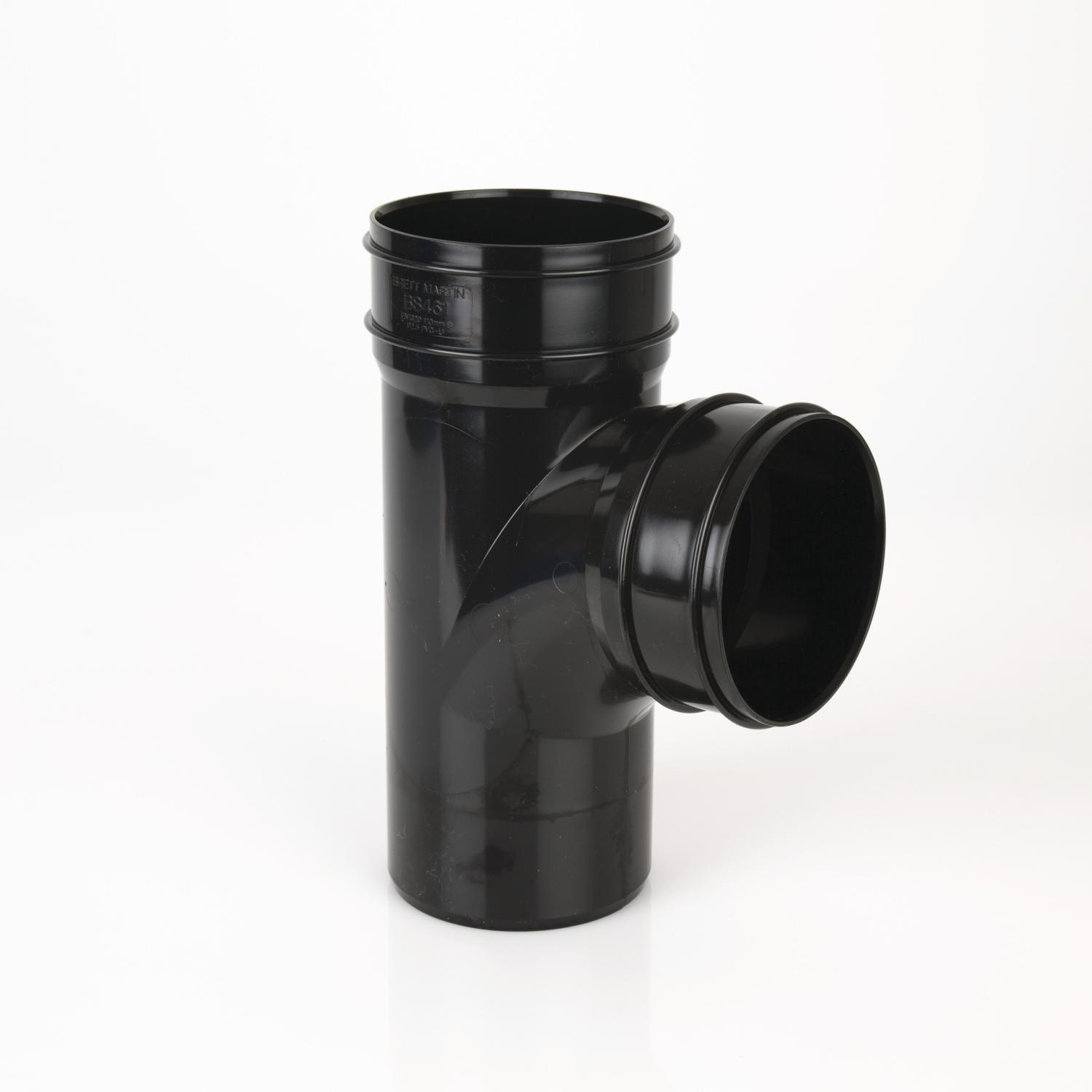 92.5° Double Socket Branch Without Bosses 110mm Solvent Black