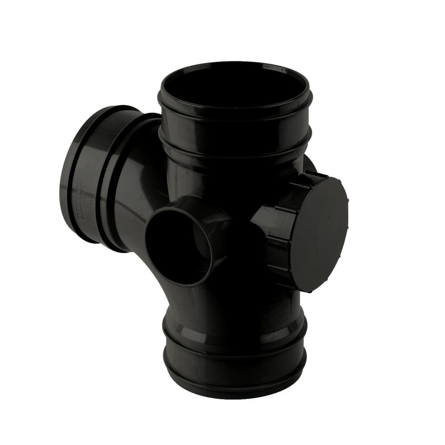 92.5° Triple Socket Access Branch 110mm Solvent Black