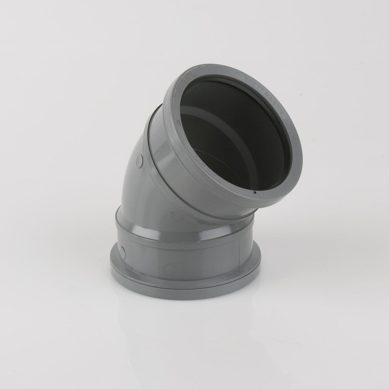 135° Double Socket Bend 110mm Soil Grey