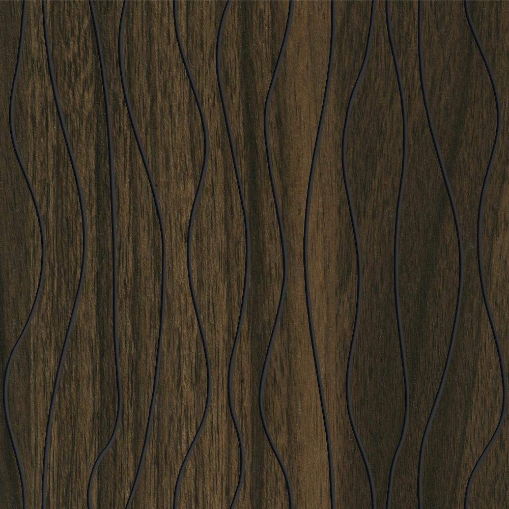 Wave Wall Tile 600 x 600 x 8mm Walnut
