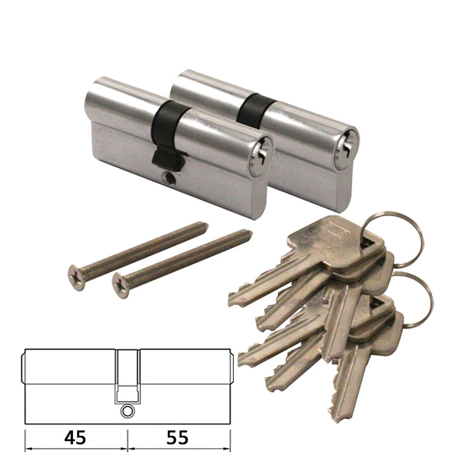 Eurospec 6 Pin Cylinder Keyed-Alike Pair Chrome 45/55