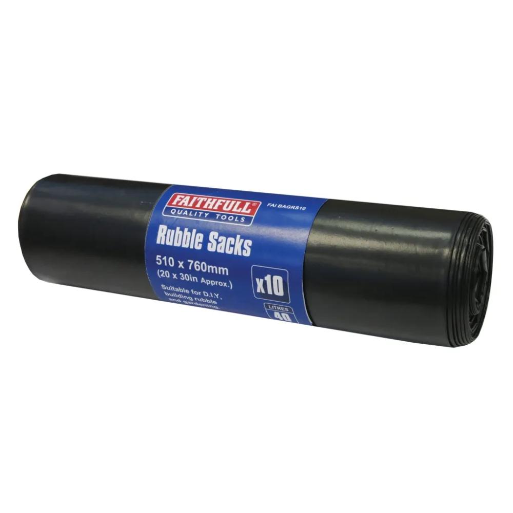 Faithfull Black Rubble Sacks 100 Microns Pack of 10