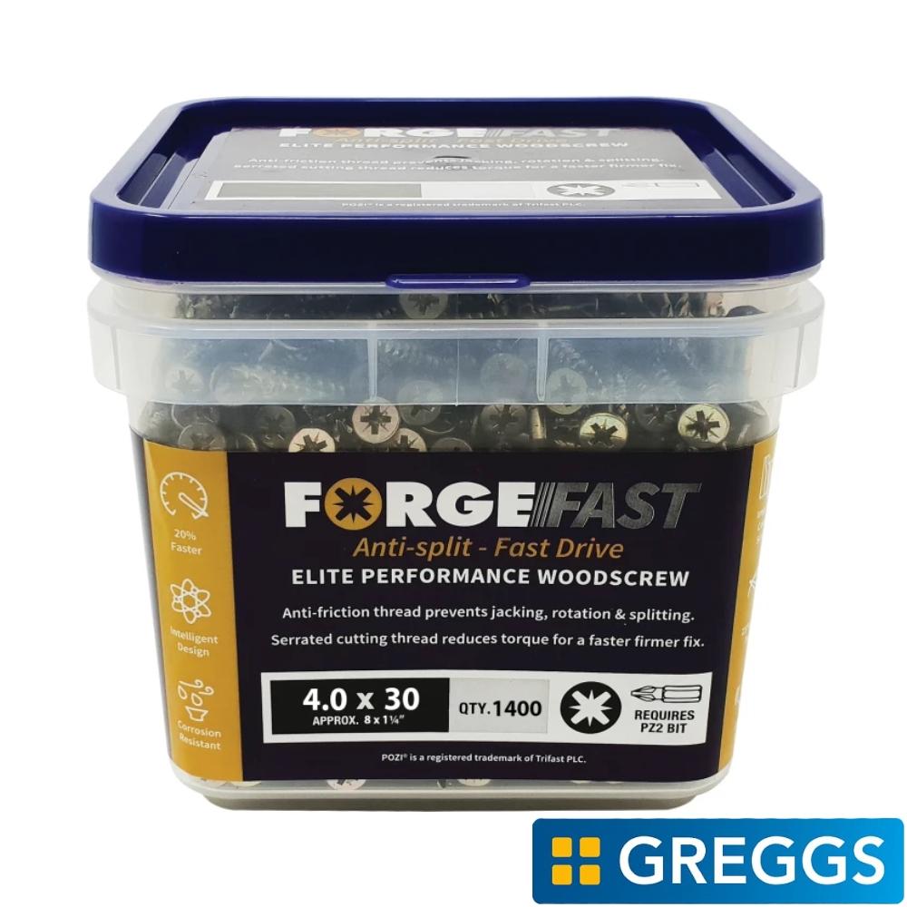 4 x 30mm Pozi Elite Performance Wood Screws Tub of 1400 + Free Greggs