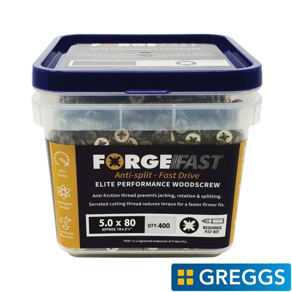 5 x 80mm Pozi Elite Performance Wood Screws Tub of 400 + Free Greggs