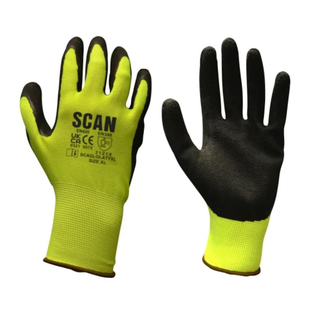 Scan Yellow Foam Latex Coated Glove Size 9