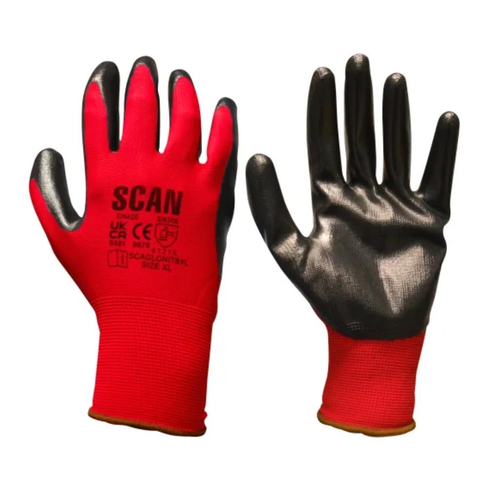 Scan Red Nitrile Palm Dipped Glove 13g Size 9