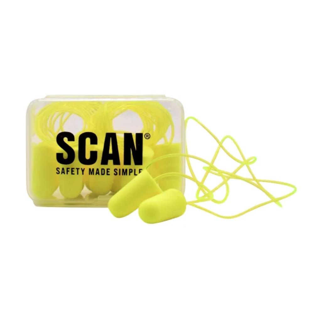 Scan Foam Earplugs + Cord (6 Pairs)