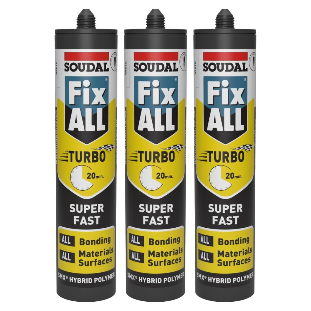 Soudal Fix All Turbo 290ml White Triple Pack