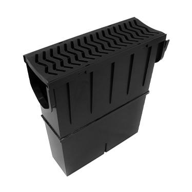 Storm Drain Plus Sump  Basket & Black Plastic Grate