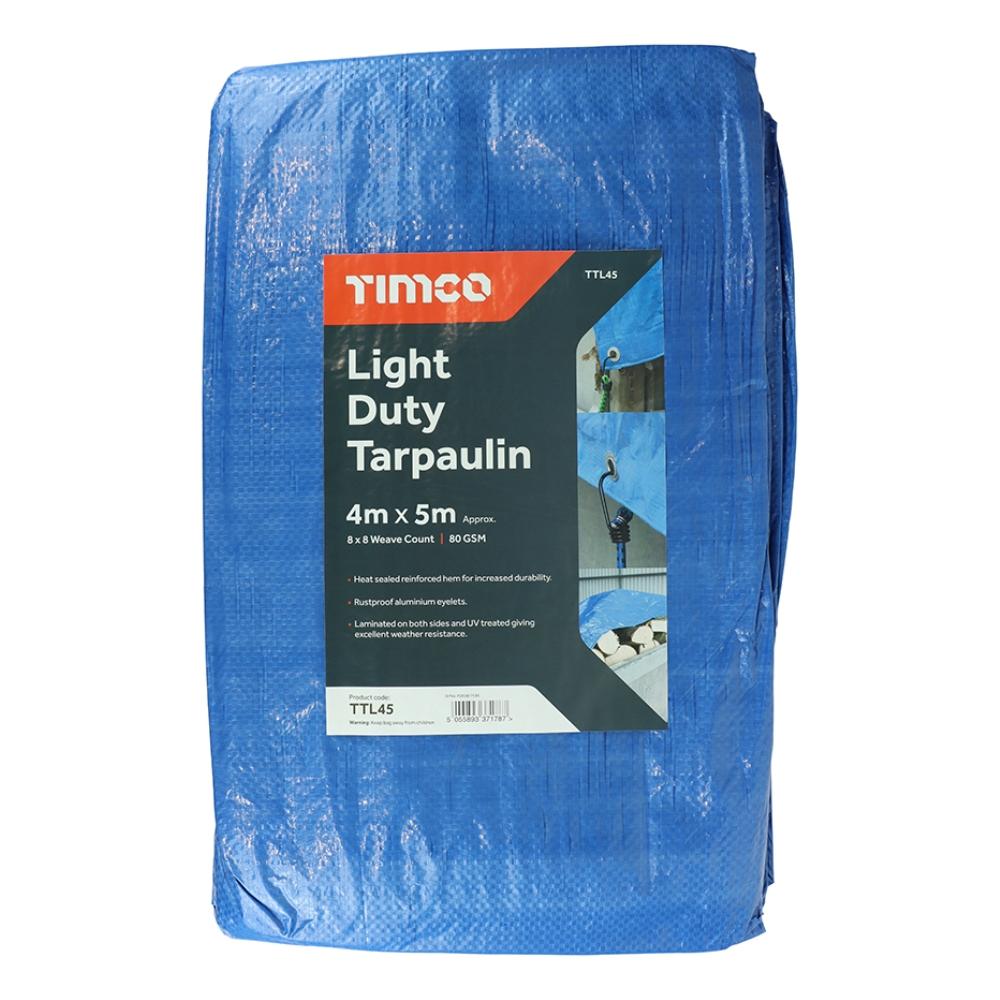 Timco Light Duty Tarpaulin 4 x 5m Blue