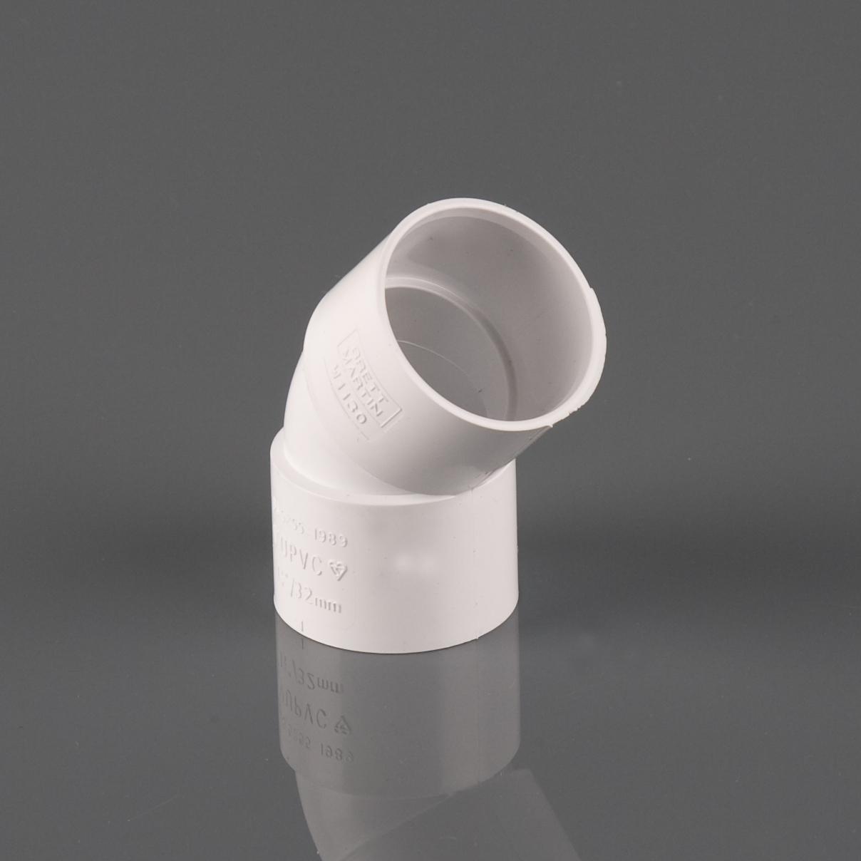 40mm x 135° Mupvc Solvent Obtuse Bend White