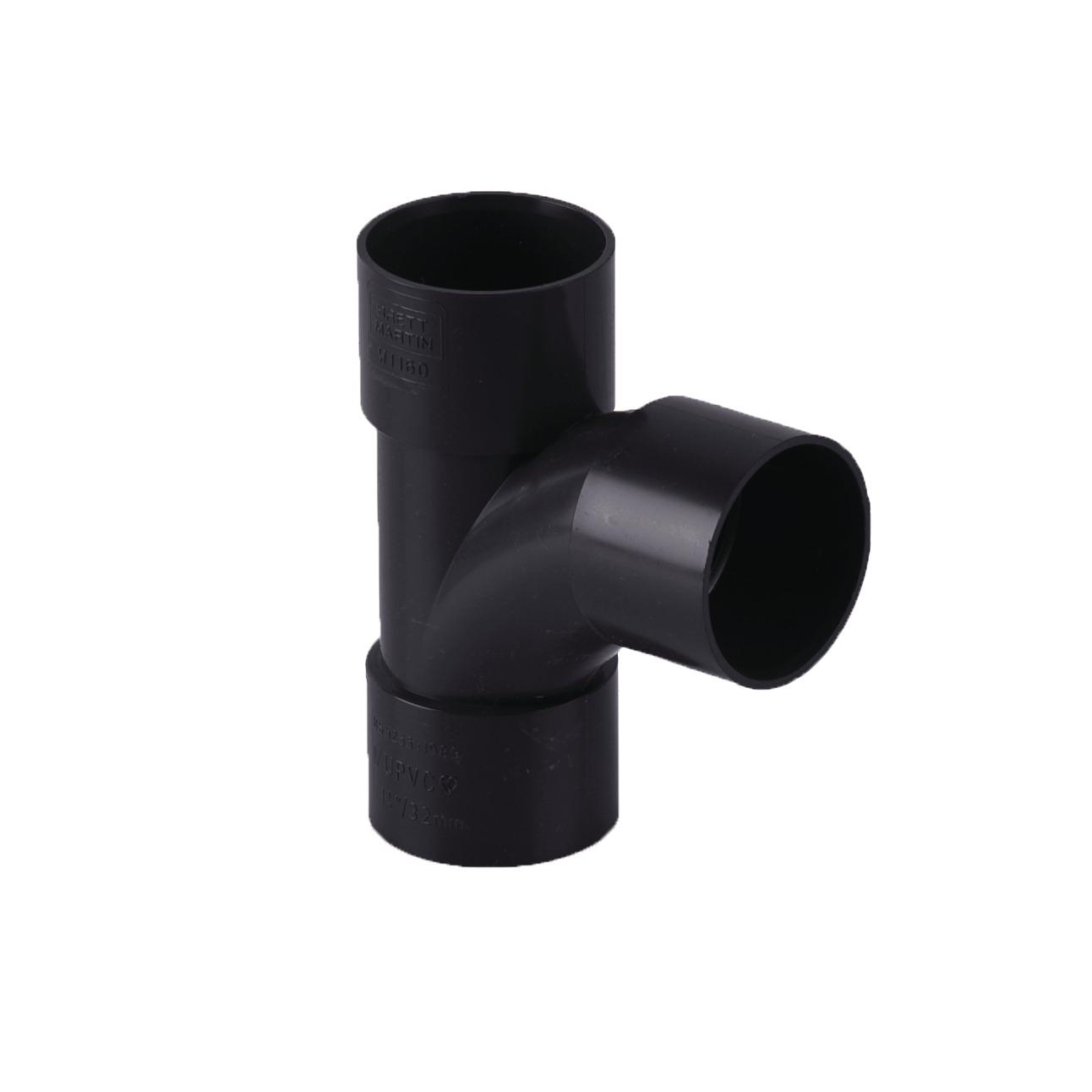 40mm x 92.5° Mupvc Solvent Swept Tee Black