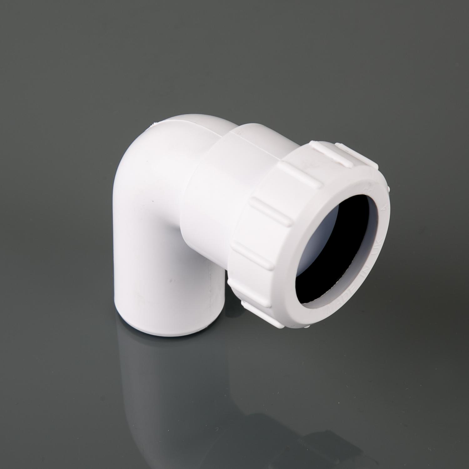 32mm x 90° Compression Swivel Elbow White