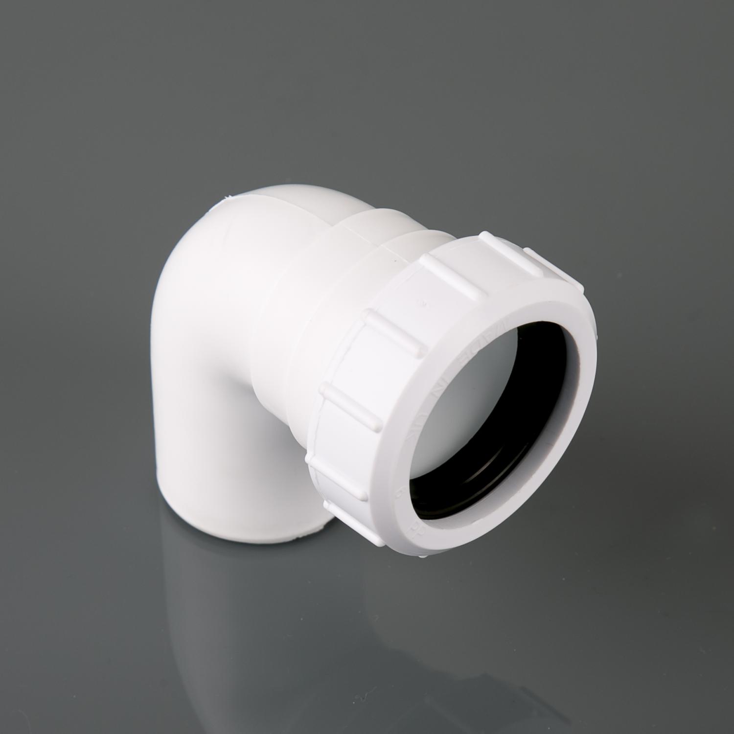 40mm x 90° Compression Swivel Elbow White