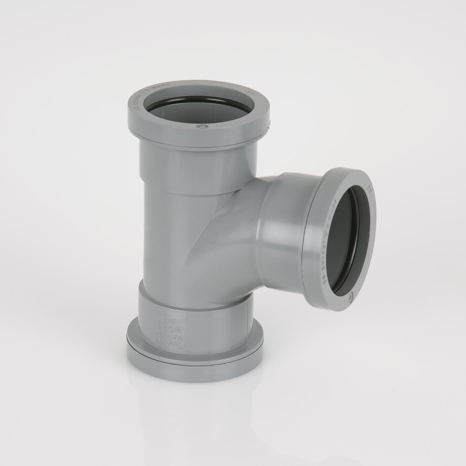 32mm x 92.5° Push Fit Swept Tee Grey