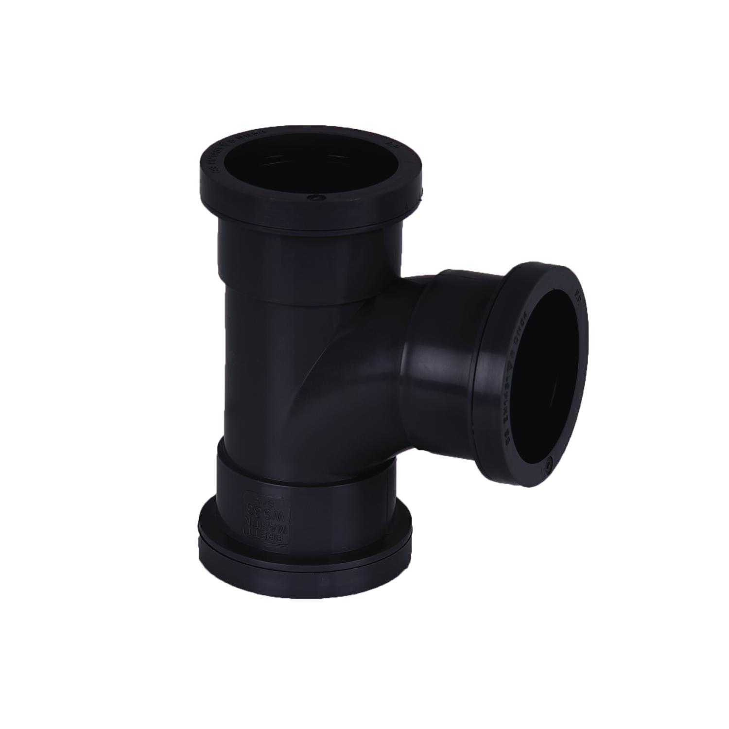 50mm x 92.5° Push Fit Swept Tee Black