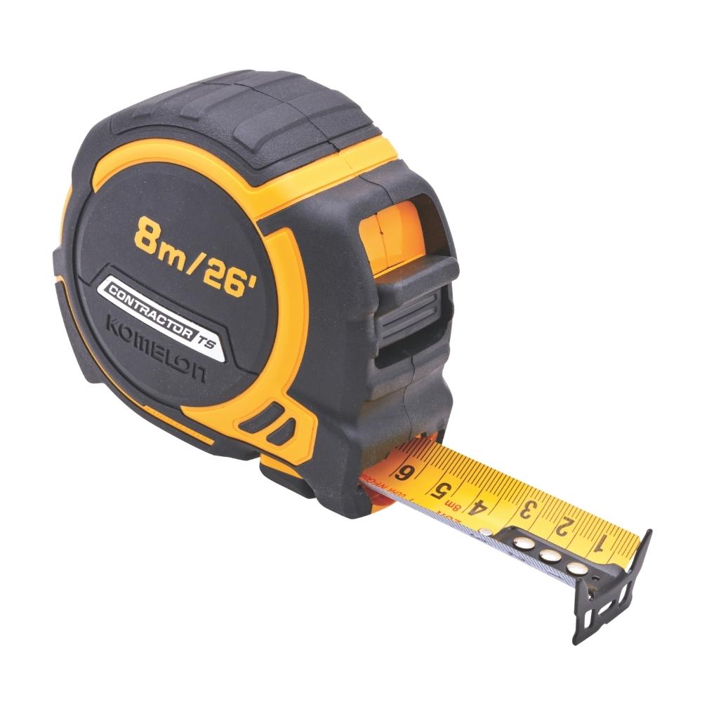 8m (26ft) Contractors Tape with FREE Belt Clip