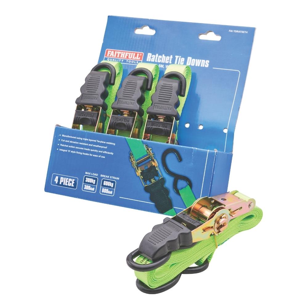 4 Piece Ratchet Tie Down Set