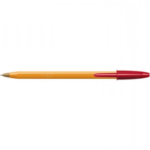 Bic Orange Ballpoint Fine Tip Pen 0.8mm Tip 0.30mm Line Red