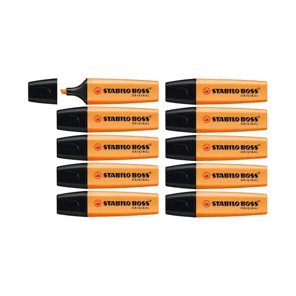Stabilo Boss Highlighters Chisel Tip 2-5mm Line Orange Box of 10