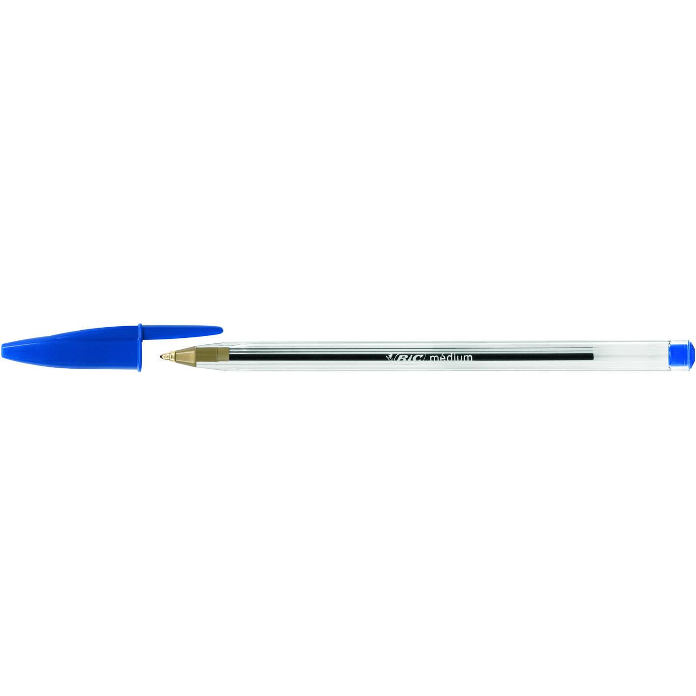 Bic Cristal Ballpoint Pen Medium Blue 1.0mm Tip 0.32mm Line