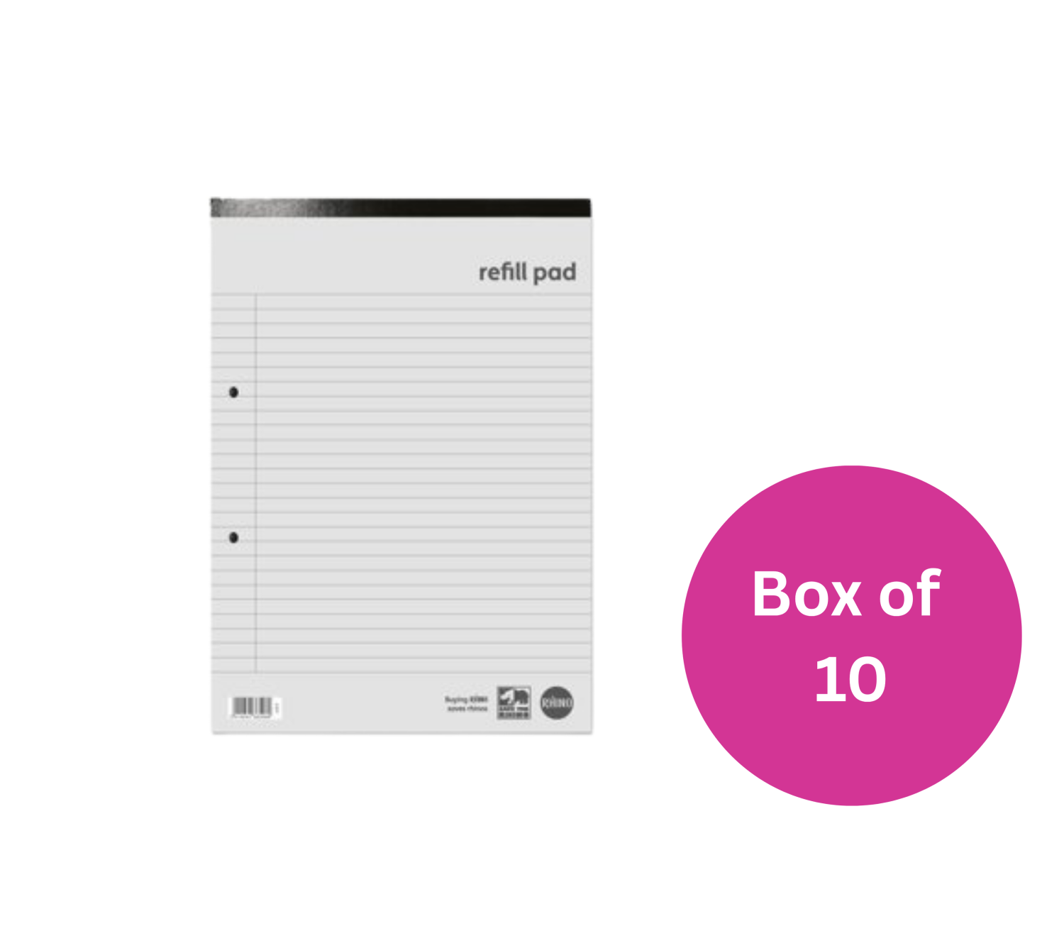 A4 Refill Pad 160 Pages/80 Leaf 8mm Lined with Margin & Holes Box of 10