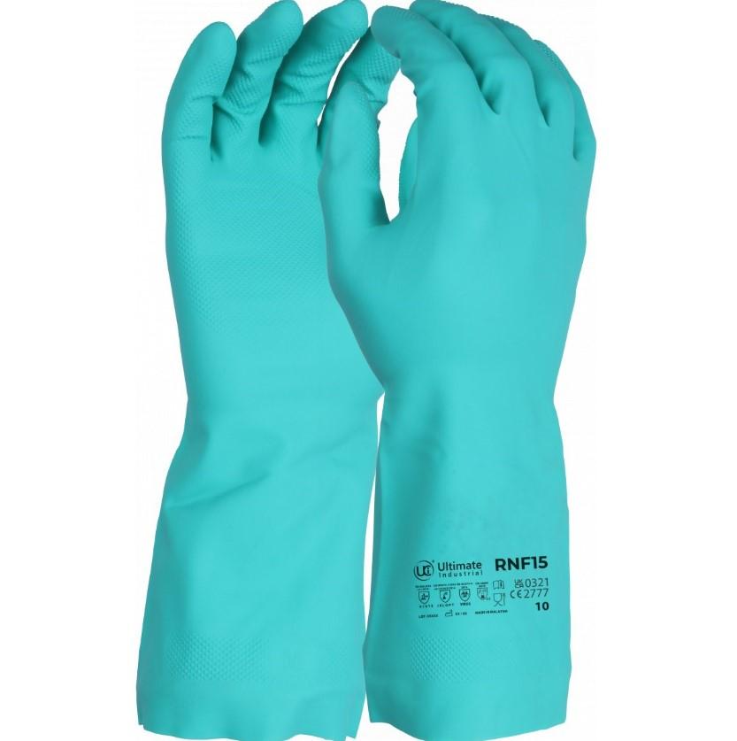 RNF15-Green - Premium Green Nitrile Chemical Gauntlet 10 pk Medium