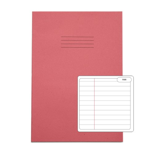A4+ RHINO Exercise Book 80 Pages Pink 8mm Lined with Margin 50pk