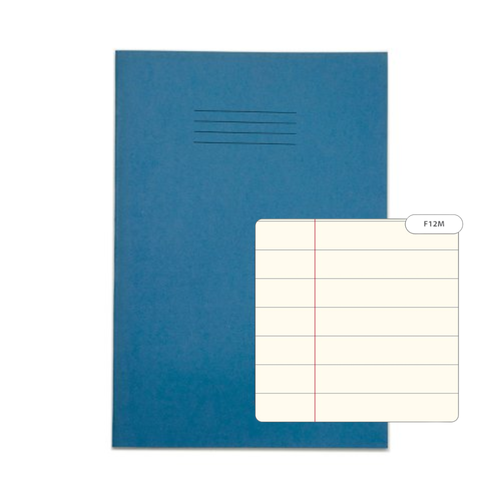 A4+ Rhino Oversized Exercise Book 80 Pages Light Blue 12mm Ruled & Margin PK50
