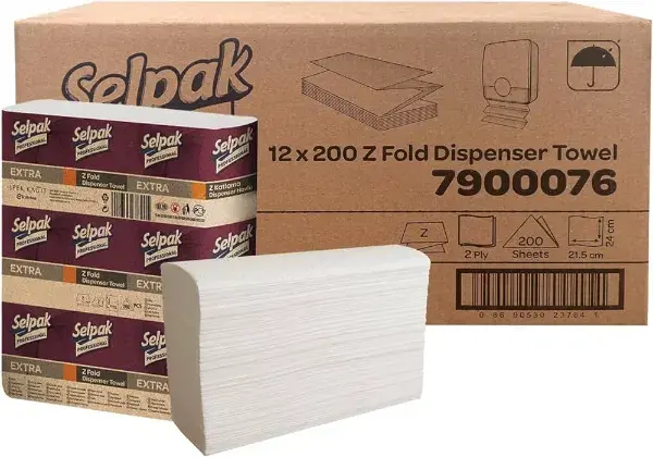 Selpak White z Fold Hand Towel 2 Ply 12x200