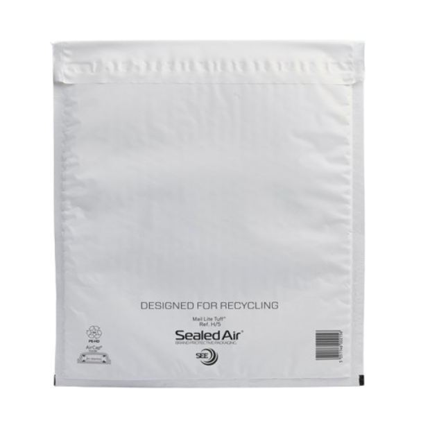 Mail Lite Tuff Bubble Lined Postal Bag Size H/5 270x360mm White Pk100