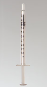 BWE Disp 3-Part Syringe Luer Center 1ml w/LDS 100pk