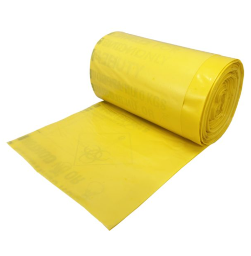 Yellow 90L (8KG)  Medium Duty Clinical Waste Sacks on a Roll Pk500 10 x 50