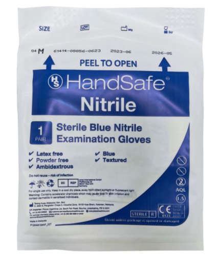 Handsafe Sterile 4.2g Nitrile Powder Free Examination Gloves Blue  200 Pairs – Gloves - Health - Sterile | Polyco Healthline | Buywise Group | Workplace Supplies, Office Furniture & Workwear