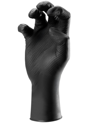 Heavy Duty Diamond Grip Black Nitrile Gloves (Box of 50)